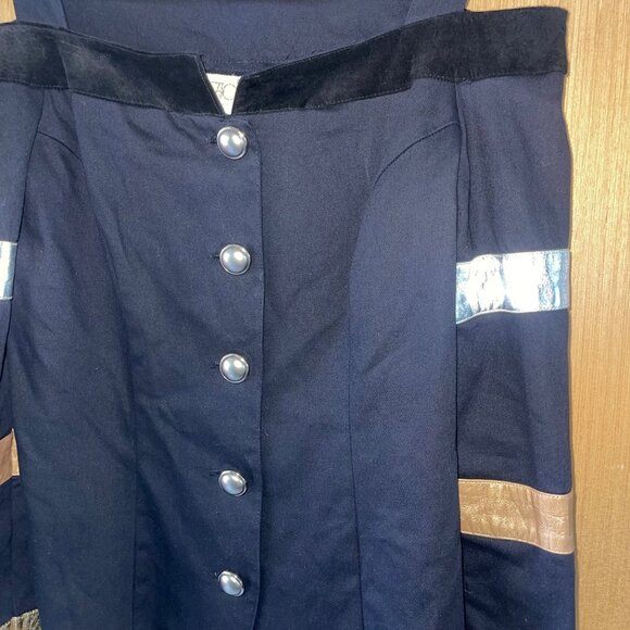 Cache Vintage Womens Shirt Size Large Black Open Top Trimed Stretch Casual - Picture 10 of 11